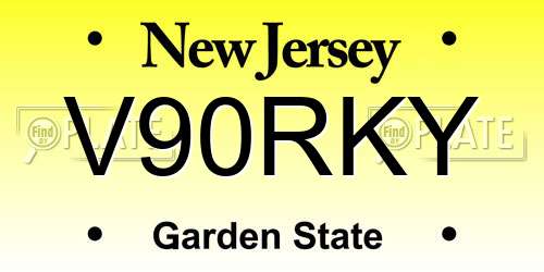 V90RKY New Jersey License Plate