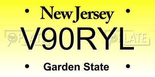 V90RYL New Jersey License Plate