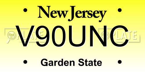 V90UNC New Jersey License Plate