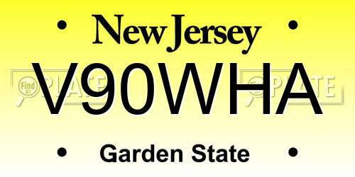 V90WHA New Jersey License Plate