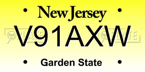 V91AXW New Jersey License Plate