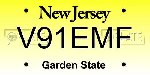 V91EMF New Jersey License Plate