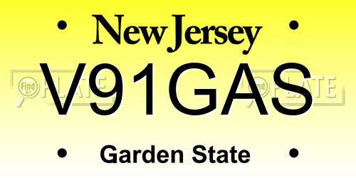 V91GAS New Jersey License Plate
