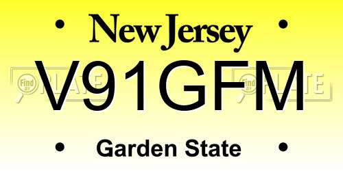 V91GFM New Jersey License Plate