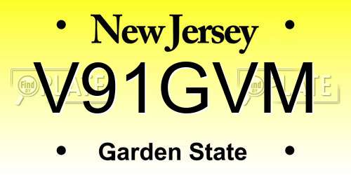 V91GVM New Jersey License Plate