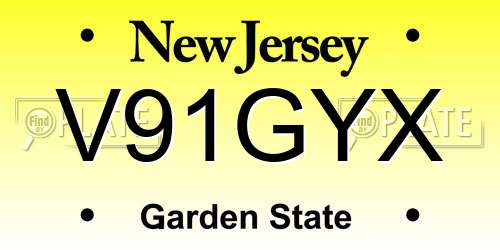 V91GYX New Jersey License Plate