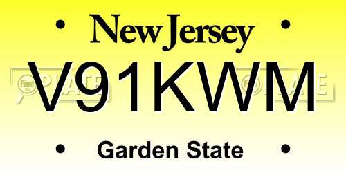 V91KWM New Jersey License Plate