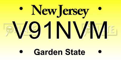 V91NVM New Jersey License Plate