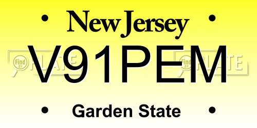 V91PEM New Jersey License Plate