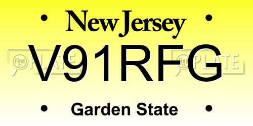 V91RFG New Jersey License Plate