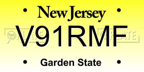 V91RMF New Jersey License Plate