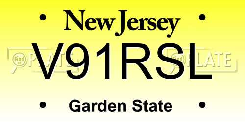 V91RSL New Jersey License Plate