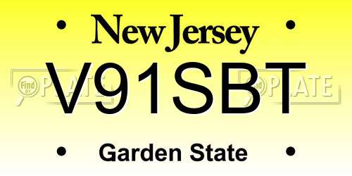 V91SBT New Jersey License Plate