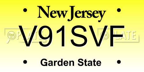 V91SVF New Jersey License Plate