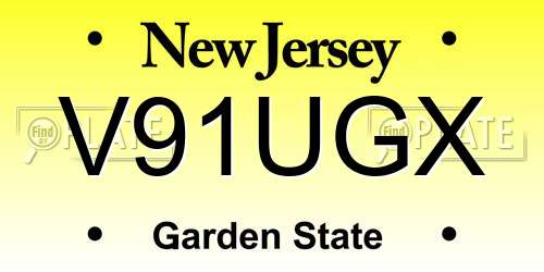 V91UGX New Jersey License Plate