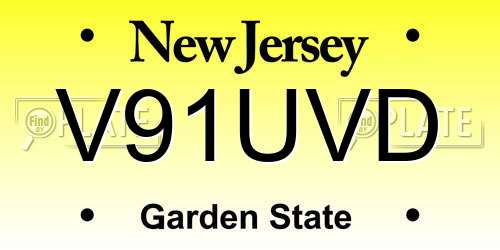 V91UVD New Jersey License Plate