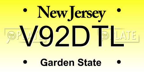 V92DTL New Jersey License Plate