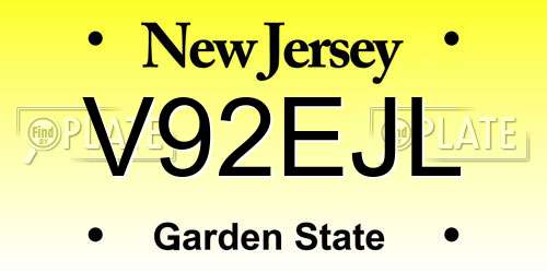 V92EJL New Jersey License Plate