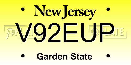 V92EUP New Jersey License Plate