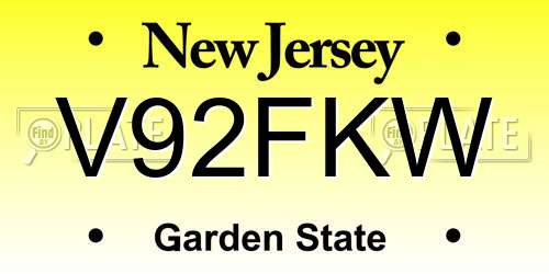 V92FKW New Jersey License Plate