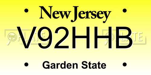 V92HHB New Jersey License Plate