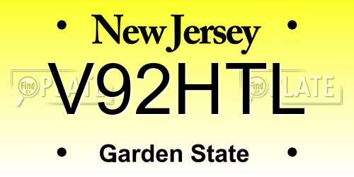 V92HTL New Jersey License Plate