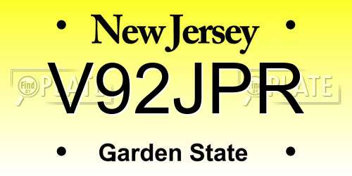 V92JPR New Jersey License Plate
