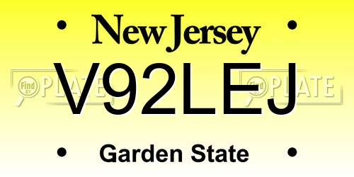 V92LEJ New Jersey License Plate