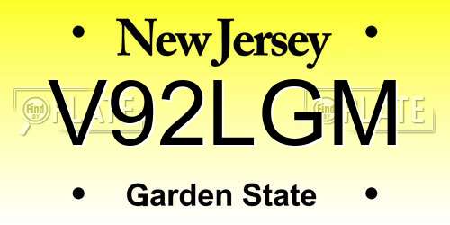 V92LGM New Jersey License Plate