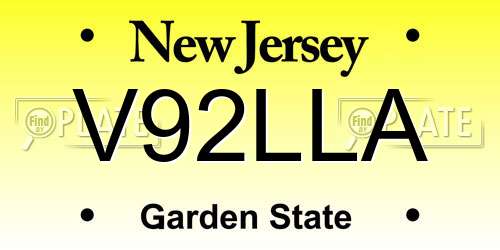 V92LLA New Jersey License Plate