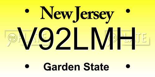 V92LMH New Jersey License Plate