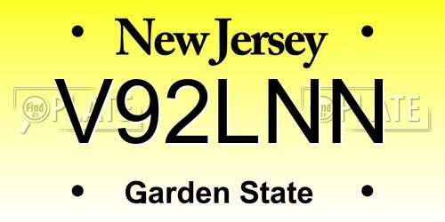 V92LNN New Jersey License Plate