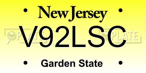 V92LSC New Jersey License Plate