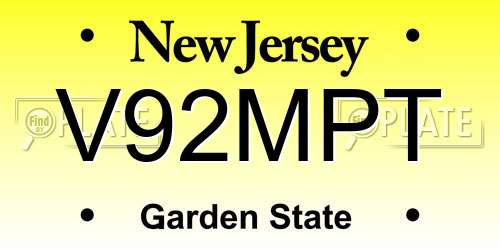 V92MPT New Jersey License Plate