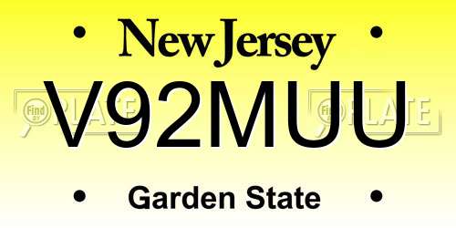 V92MUU New Jersey License Plate
