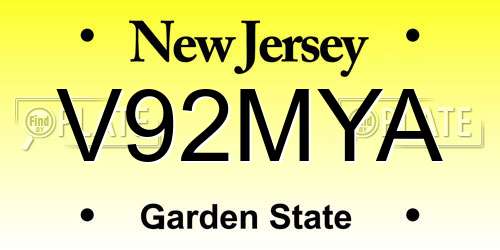 V92MYA New Jersey License Plate