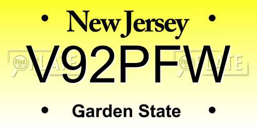 V92PFW New Jersey License Plate