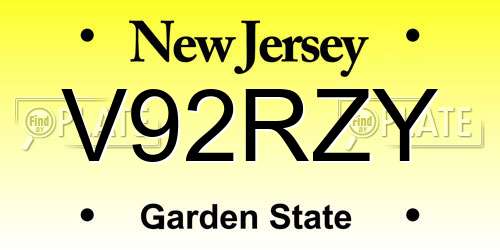 V92RZY New Jersey License Plate