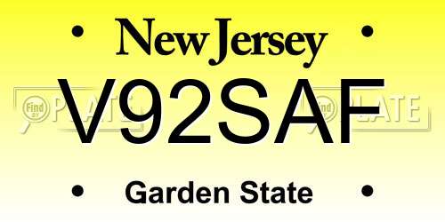 V92SAF New Jersey License Plate