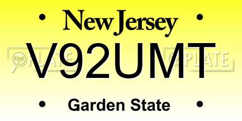 V92UMT New Jersey License Plate