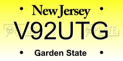 V92UTG New Jersey License Plate