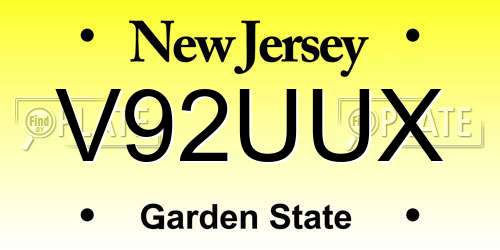 V92UUX New Jersey License Plate