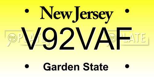V92VAF New Jersey License Plate