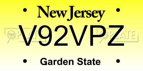 V92VPZ New Jersey License Plate