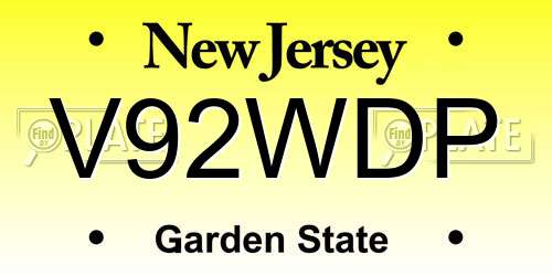 V92WDP New Jersey License Plate