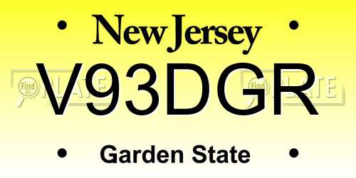 V93DGR New Jersey License Plate