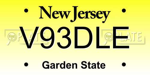 V93DLE New Jersey License Plate