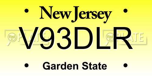 V93DLR New Jersey License Plate