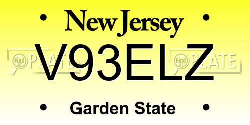 V93ELZ New Jersey License Plate