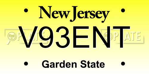 V93ENT New Jersey License Plate